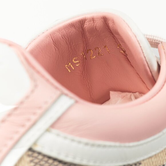 Louis Vuitton Time Out Rose Clair Pink Embossed-Calfskin & Damier Azur Sneakers - Picture 11 of 12